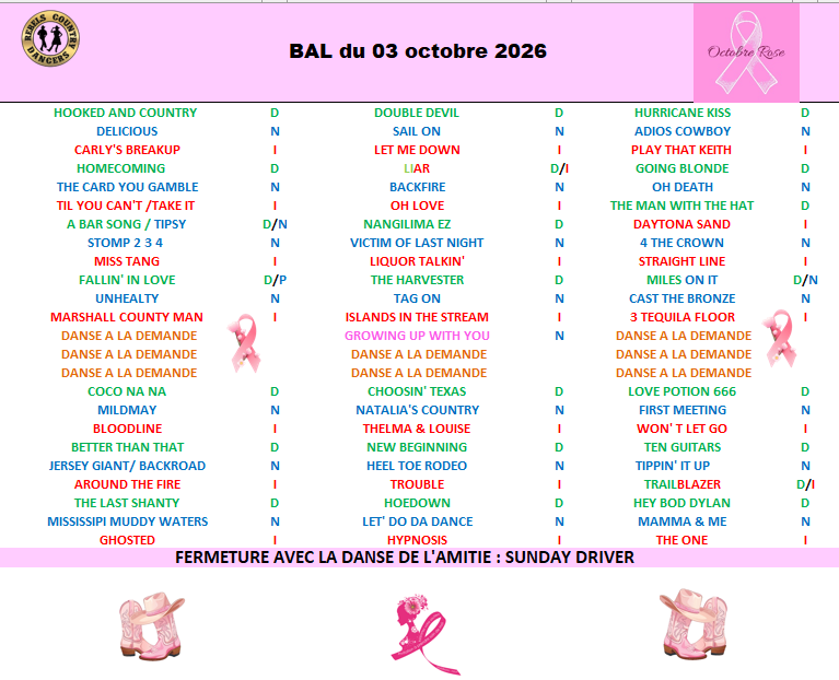 Affiche : Playlist bal du 03 octobre 2026